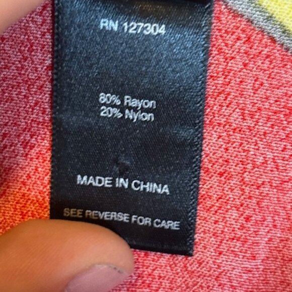 Ali Miles Blouse Women's Size Small Abstract Artsy Office Red - Picture 4 of 4